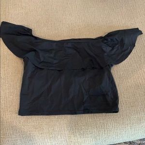 EUC Kortni Jean Ruffle around swim top. Black